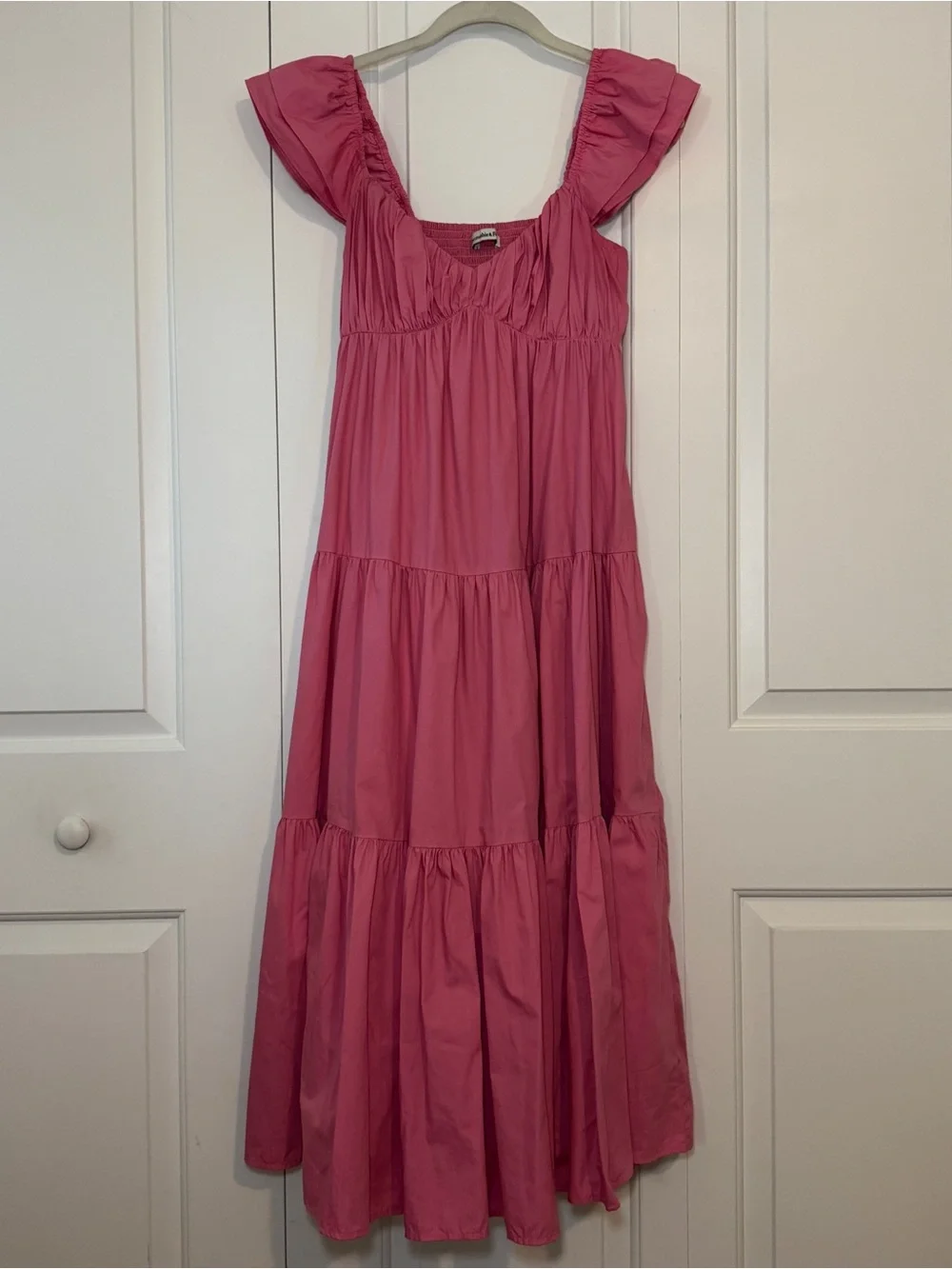 Abercrombie Pink Tiered Ruffle-Sleeve Maxi Dress